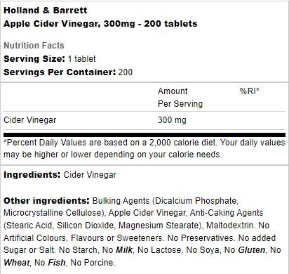 Apple Cider Vinegar 300 mg - 400 Таблетки - Feel You