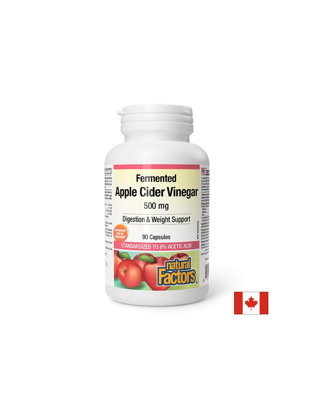 Apple Cider Vinegar/ Ябълков оцет 500 mg х 90 капсули Natural Factors - Feel You