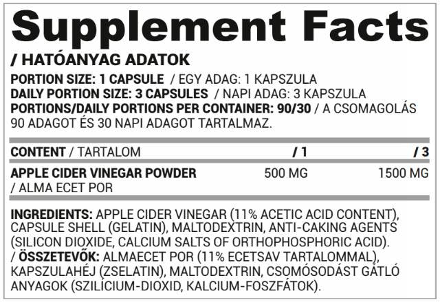 Apple Cider Vinegar 500 mg - 90 капсули - Feel You