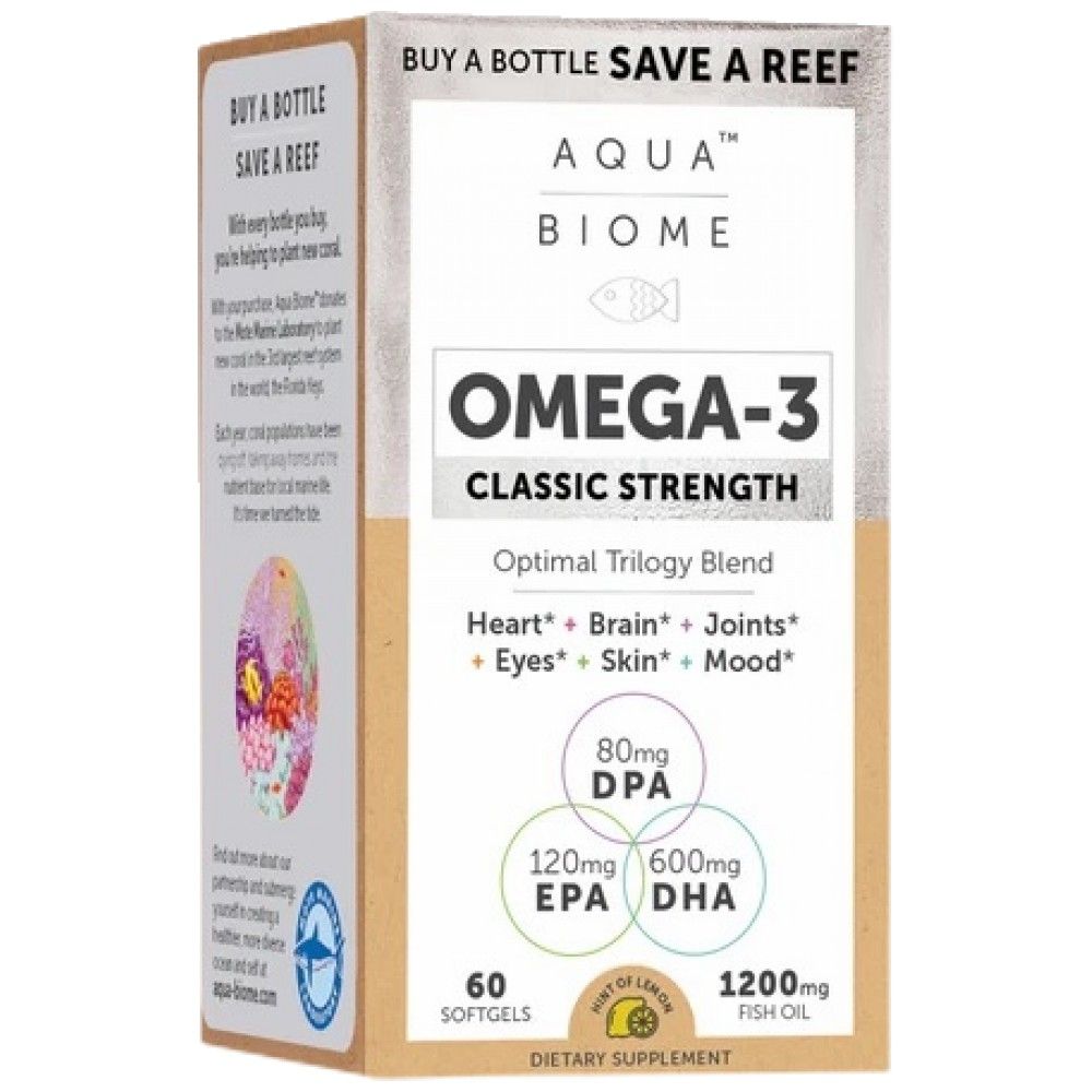 Aqua Biome Omega-3 Classic Strength 1200 mg - 60 Гел капсули - Feel You