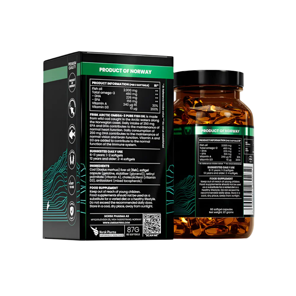 Arctic Pure – Омега-3 от 100% Дива Арктическа Треска – 60 Капсули - Feel You