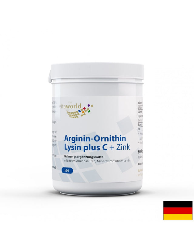 Arginin-Ornithin-Lysin + C + Zink / Аргинин-Орнитин-Лизин + Витамин C + Цинк, 60 капсули - Feel You