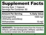 Ashwagandha 1000 mg | with 10 mg Withanolides - 90 капсули - Feel You