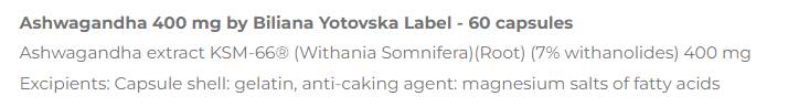 Ashwagandha 400 mg | KSM-66® - 60 капсули - Feel You