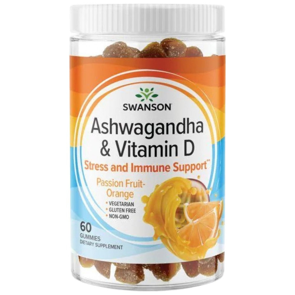 Ashwagandha Gummies with Vitamin D | Passion Fruit Orange 60 Дъвчащи таблетки - Feel You