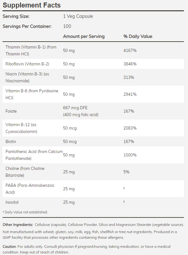 Витамин B-50 - 250 веган капсули - Feel You