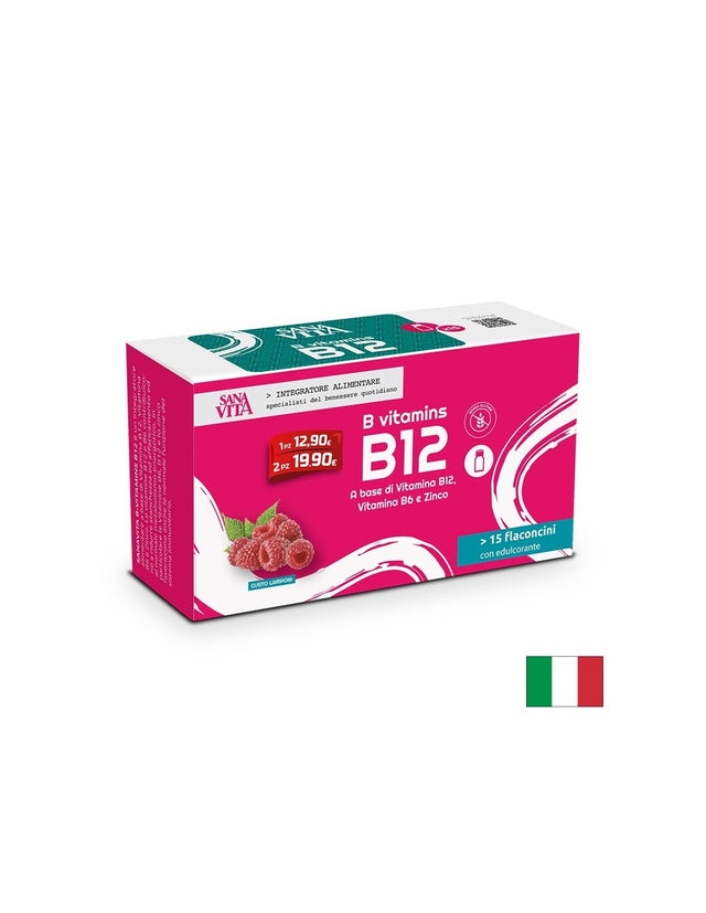 Нервна система - Витамин B12, B6 + Цинк, 15 флакона x 10 ml, с вкус на малина - Feel You