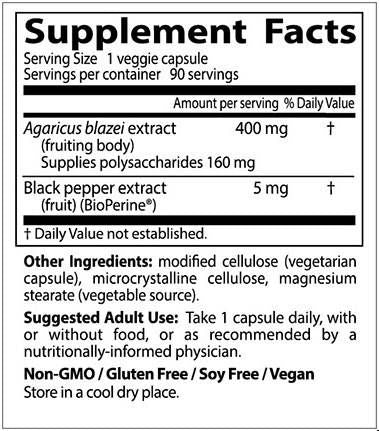 BEST Agaricus Blazei with BioPerine - 90 капсули - Feel You