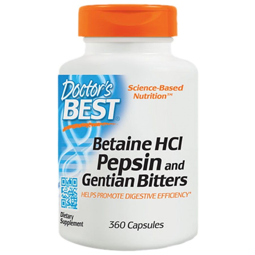 BEST Betaine HCL 650 mg / with Pepsin & Gentian Bitters - 360 капсули - Feel You