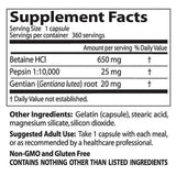 BEST Betaine HCL 650 mg / with Pepsin & Gentian Bitters - 360 капсули - Feel You