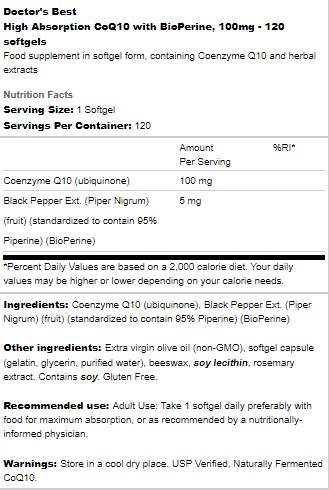 BEST CoQ10 with Bioperine 100 mg - 60 Гел капсули - Feel You