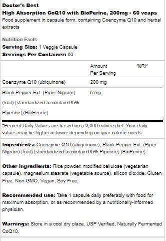 BEST CoQ10 with Bioperine 200 mg - 60 капсули - Feel You