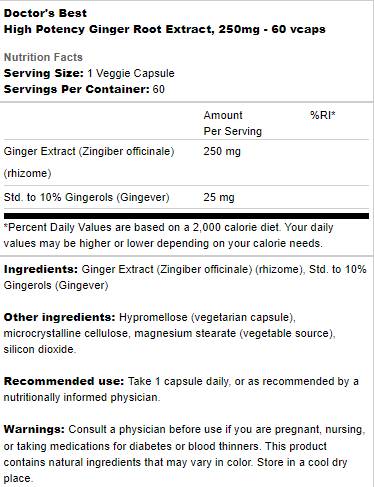 BEST Ginger Root Extract 250 mg | High Potency - 60 капсули - Feel You