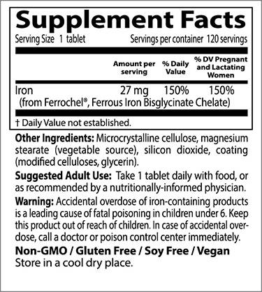 BEST High Absorption 100% Chelated Iron - 120 Таблетки - Feel You