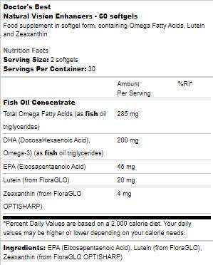 BEST Natural Vision Enhancers - 60 Гел капсули - Feel You