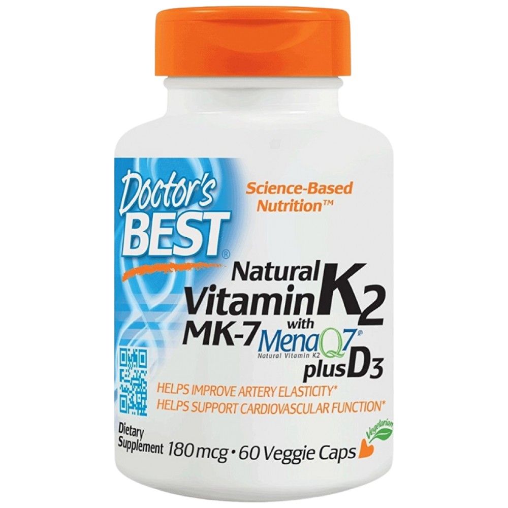 BEST Natural Vitamin K2 MK-7 180 mcg | Plus D-3 - 60 капсули - Feel You