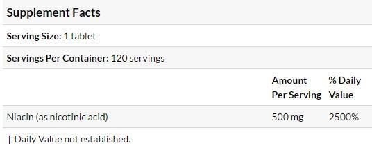 BEST Niacin Time-Released with Niaxtend 500 mg - 120 Таблетки - Feel You