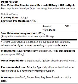 BEST Saw Palmetto 320 mg - 180 Гел капсули - Feel You