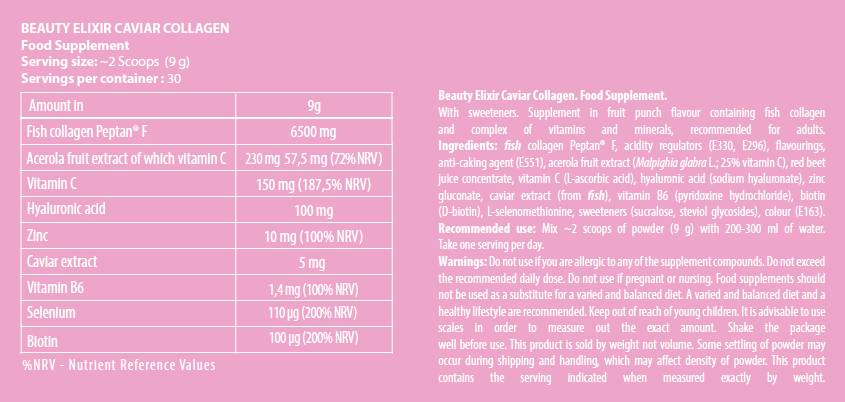 Beauty Elixir / Caviar Collagen - Powder - 270 грама - Feel You