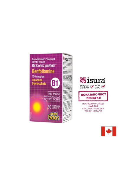 Benfotiamine BioCoenzymated™/ Витамин В1 (Бенфотиамин) и Тиамин дифосфат х 30 капсули Natural Factors - Feel You