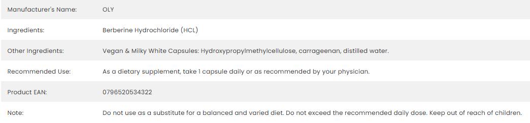 Berberine HCl 500 mg - 60 капсули - Feel You