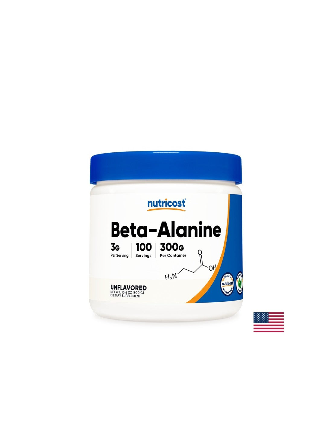 Сила и издръжливост - Бета аланин (Beta-Alanine), 300 g прах Nutricost - Feel You