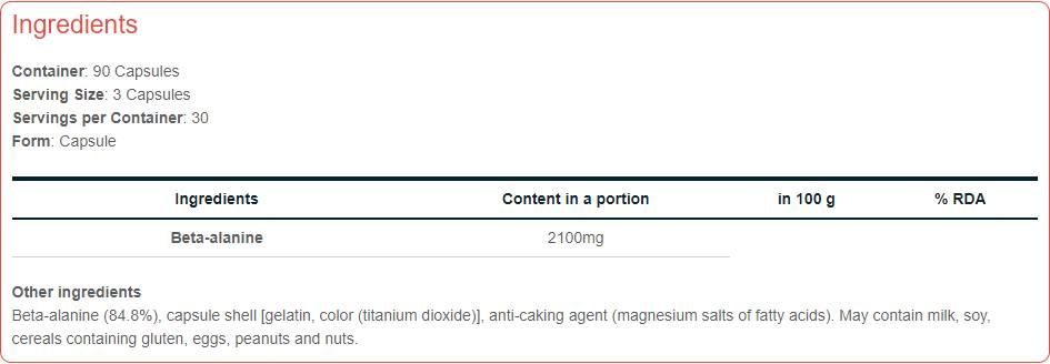 Beta-Alanine 700 | Workout Booster - 90 капсули - Feel You