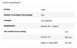 Betaine HCL + Pepsin / 120 Caps - Feel You