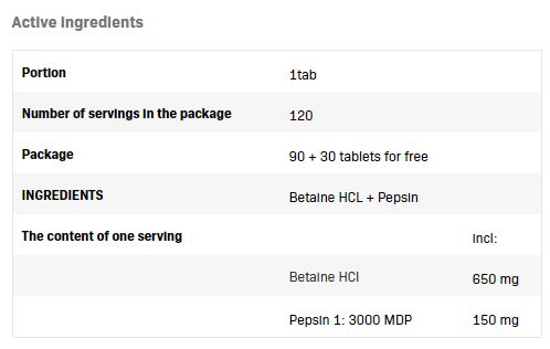 Betaine HCL + Pepsin / 120 Tabs - Feel You