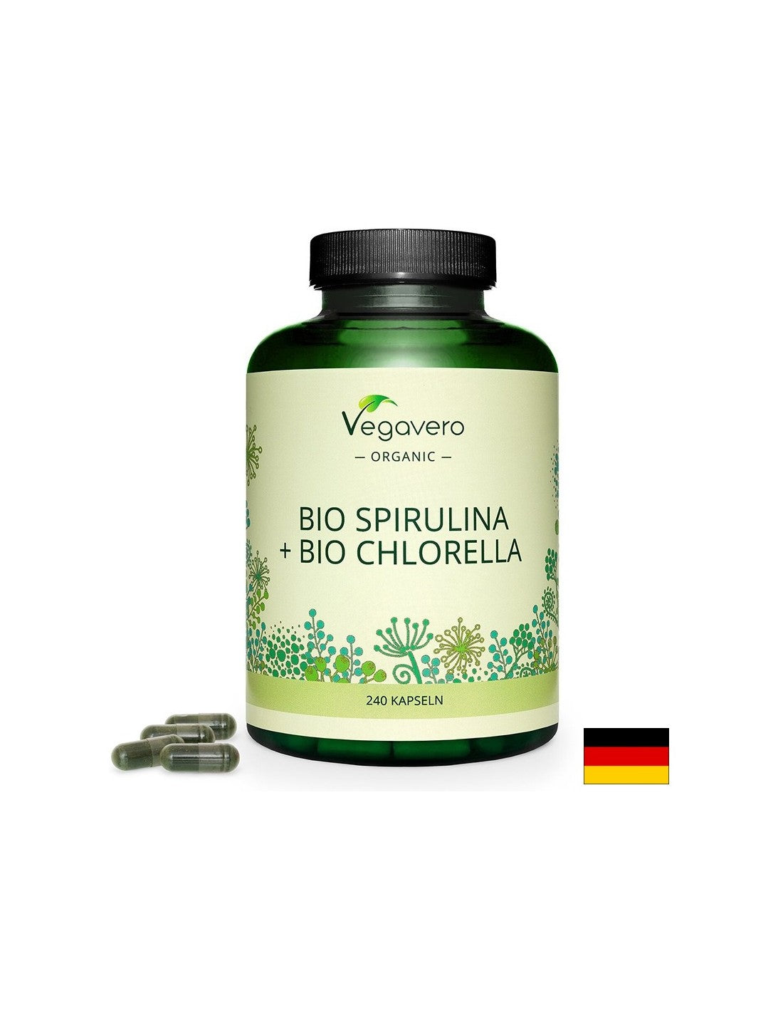 Био Спирулина + Хлорела - Bio Spirulina + Bio Chlorella, 240 капсули Vegavero - Feel You