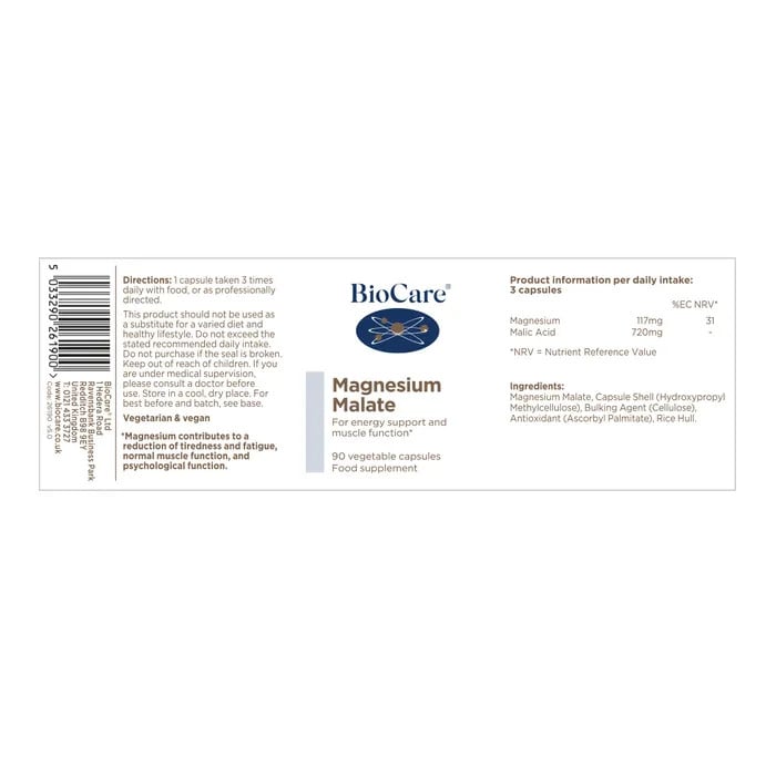 Магнезий малат / BioCare Magnesium Malate 90 Vcaps - Feel You