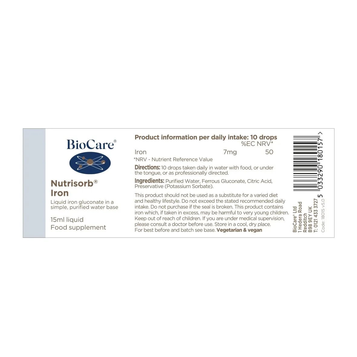 Течно желязо / BioCare Nutrisorb Iron 15ml - Feel You