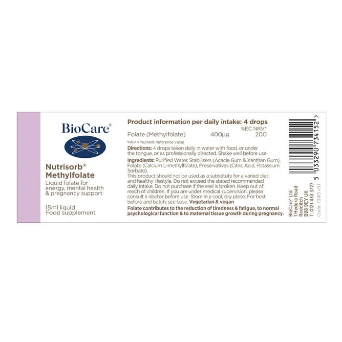 Метилфолат / BioCare Nutrisorb Methylfolate 15ml - Feel You