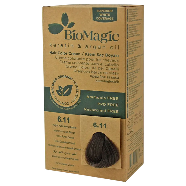 Biomagic, Biomagic, Keratin & Argan Oil, Permanent Hair Dye, 6.11 , 250 ml *Tester - Feel You