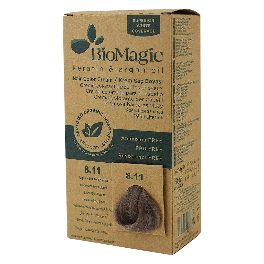 Biomagic, Biomagic, Keratin & Argan Oil, Permanent Hair Dye, 8.11 , 250 ml *Tester - Feel You