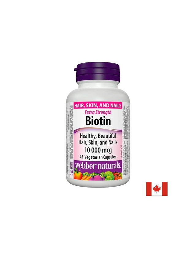 Biotin Extra Strength / Биотин екстра сила, 10000 mcg, 45 капсули Webber Naturals - Feel You