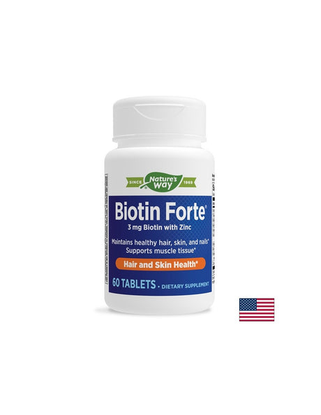 Biotin Forte® - Биотин форте® с цинк, 60 таблетки Nature’s Way - Feel You