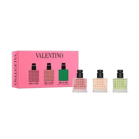 Set Valentino: Born In Roma Donna, Eau De Parfum, For Women, 6 ml *Miniature + Born In Roma Coral Fantasy Donna, Eau De Parfum, For Women, 6 ml *Miniature + Born In Roma Green Stravaganza Donna, Eau De Parfum, For Women, 6 ml *Miniature - Feel You
