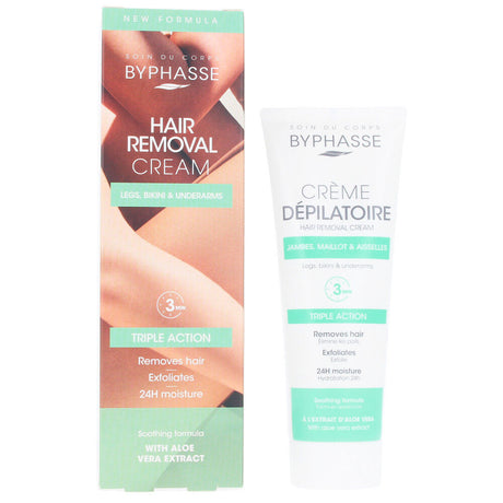 Byphasse, Byphasse, Aloe Vera, Hair Removal Cream, For All Skin Types, For Legs, 125 ml - Feel You