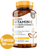 Витамин C 1000 мг с Биофлавоноиди и Шипка 180 таблетки Nutravita - Feel You