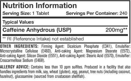 CAFFEINE Premium 200mg / 200tabs. + 40 FREE tabs - Feel You
