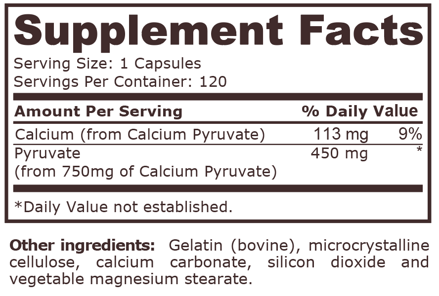CALCIUM PYRUVATE 750 mg - 120 Capsules