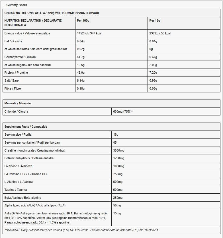 CELL-X7 | with Betaine, D-Ribose and Beta-Alanine - 720 грама - Feel You