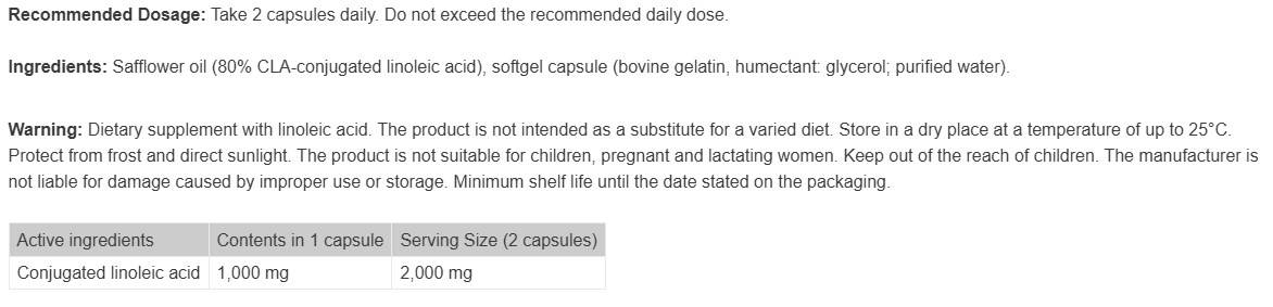 CLA 1000 mg - 90 капсули - Feel You