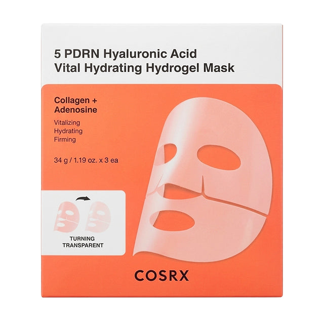 COSRX 5 PDRN Hyaluronic Acid Vital Hydrating Hydrogel Masks, 34g * 3 pcs - Feel You