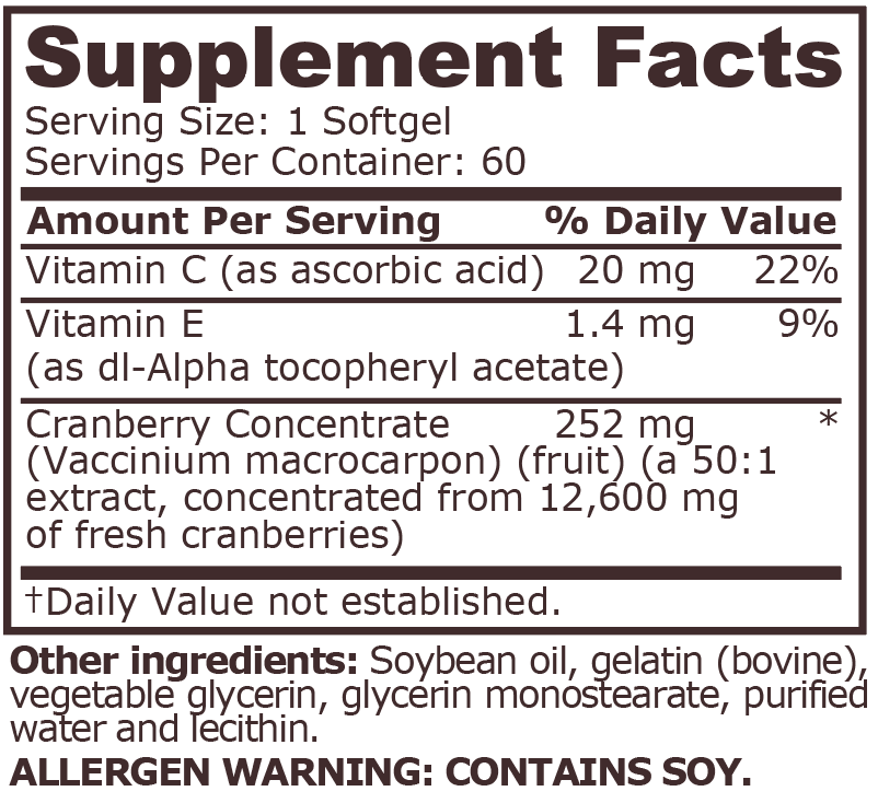 CRANBERRY CONCENTRATE - 60 Softgels