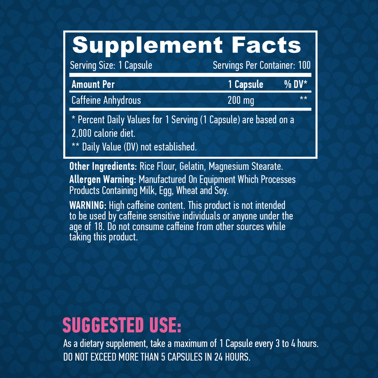 Caffeine 200 mg / 100 Caps - Feel You