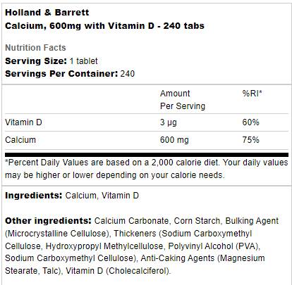 Calcium 600 mg + Vitamin D - 240 Таблетки - Feel You