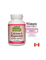 Calcuim & Magnesium Citrate with D3/ Калций с Магнезий (цитрат) и Витамин D3 + Калий, Цинк и Манган х 90 таблетки Natural Factors - Feel You