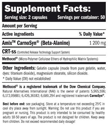 CarnoSyn ® /Beta-Alanine/ 600mg. / 100 Caps. - Feel You